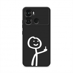 Матовый силиконовый чехол Неприличный человечек белый на Itel P40