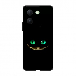Матовый силиконовый чехол Зеленоглазый чеширский кот на Vivo Y27S