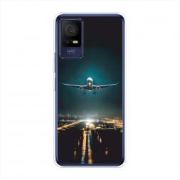 Силиконовый чехол Самолет в ночном небе на TCL 405