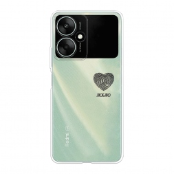 Силиконовый чехол Отпечаток сердца черный на Xiaomi Redmi 13R 5G