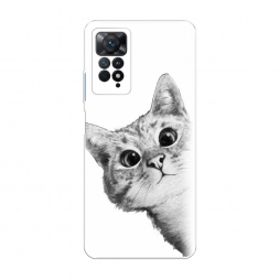 Силиконовый чехол Кот рисунок черно-белый на Xiaomi Redmi Note 11 Pro