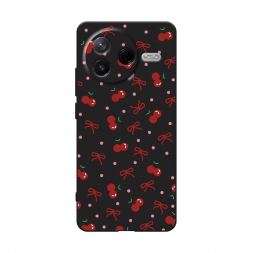 Матовый силиконовый чехол Вишни и ленточки на Xiaomi POCO F7 Pro