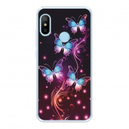 Силиконовый чехол Бабочки в розовом сиянии на Xiaomi Redmi 6 Pro