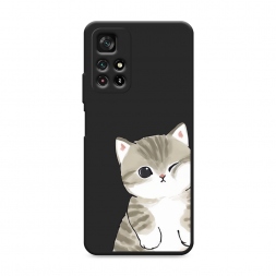 Матовый силиконовый чехол Пухлый котик на Xiaomi Poco M4 Pro 5G