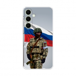 Силиконовый чехол Солдат с флагом на Samsung Galaxy S25 Plus