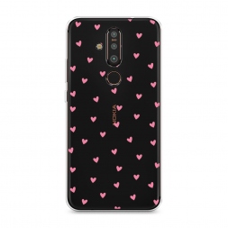 Силиконовый чехол Маленькие розовые сердечки на Nokia X71