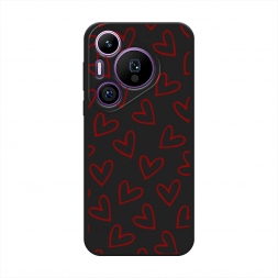 Матовый силиконовый чехол Little hearts doodles 2 на Huawei Pura 70 Pro
