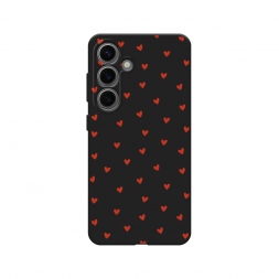 Матовый силиконовый чехол Red hearts на Samsung Galaxy S25