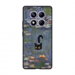 Матовый силиконовый чехол Котик в пруду на Xiaomi Redmi Note 14 Pro 4G