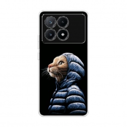 Силиконовый чехол Кот в капюшоне на Xiaomi POCO X6 PRO 5G