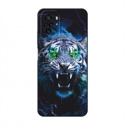 Матовый силиконовый чехол Сверкающие глаза тигра на Xiaomi Redmi Note 10S