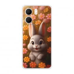 Силиконовый чехол Серый зайка на лугу на OPPO A5x