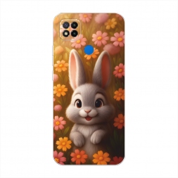 Силиконовый чехол Серый зайка на лугу на Xiaomi Redmi 9C