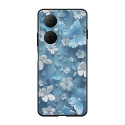 Матовый силиконовый чехол Голубые глазурные цветы на Huawei Nova Y73