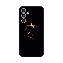 Матовый силиконовый чехол Черно-золотая клубника на Samsung Galaxy S23 FE 5G