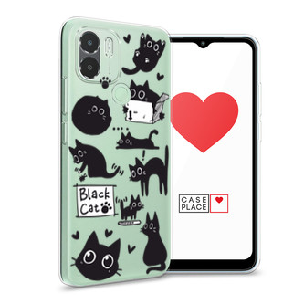 Силиконовый чехол Black cat doodles на Xiaomi Redmi A2 Plus