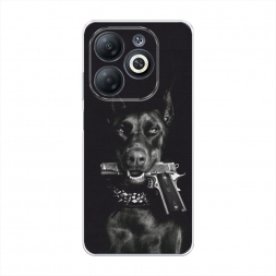 Силиконовый чехол Опасный доберман на Infinix Smart 8 Plus