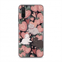 Силиконовый чехол Клубничные котики на Xiaomi Mi A3 Lite