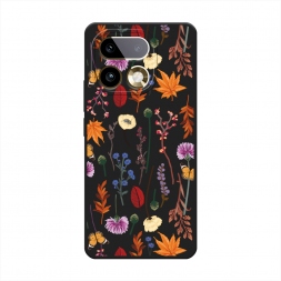 Матовый силиконовый чехол Orange Purple flowers на Realme 16 Pro Plus