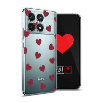 Силиконовый чехол Бордовые сердечки паттерн на Xiaomi Redmi K70 5G