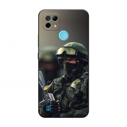 Матовый силиконовый чехол Солдат на Realme C21