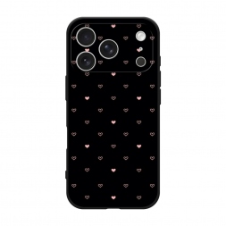 Матовый силиконовый чехол Черный фон и сердечки на iPhone 17 Pro Max