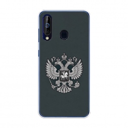 Силиконовый чехол Герб России серый на Samsung Galaxy A60