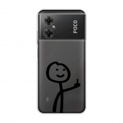 Силиконовый чехол Неприличный человечек чёрный на Xiaomi Poco M4 5G
