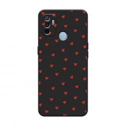 Матовый силиконовый чехол Red hearts на Oppo A53