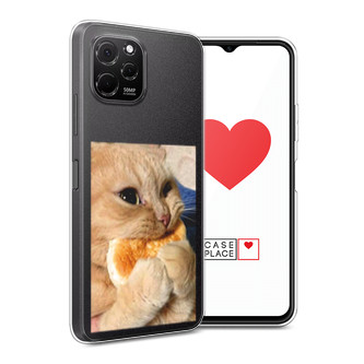 Силиконовый чехол Котик кушает на HuaweI Nova Y61