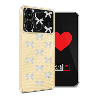 Силиконовый чехол Белые бантики на Itel P40