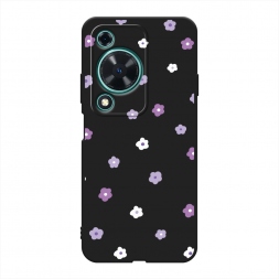 Матовый силиконовый чехол Фиолетовые цветочки рисунок на Huawei Nova Y72S