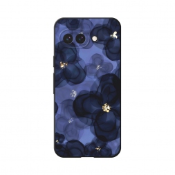 Матовый силиконовый чехол Тёмно-синие цветы на Google Pixel 9a