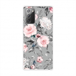 Силиконовый чехол Розы на сером на Samsung Galaxy Note 20