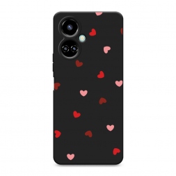 Матовый силиконовый чехол Бордовые сердечки 3 на Tecno Camon 19 Pro 4G