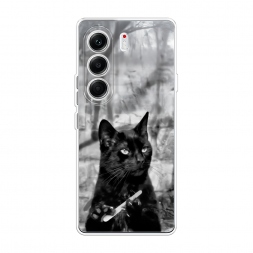 Силиконовый чехол Котик с пилкой на Tecno Camon 40 Pro