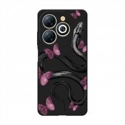 Матовый силиконовый чехол Змея и бабочки на Infinix Smart 8 Plus