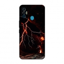 Матовый силиконовый чехол Молния 4 на Tecno Spark 7