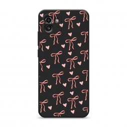Матовый силиконовый чехол Бантики и сердечки на Samsung Galaxy A03