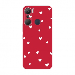 Силиконовый чехол Сердечки на красном на Infinix Hot 12 Pro