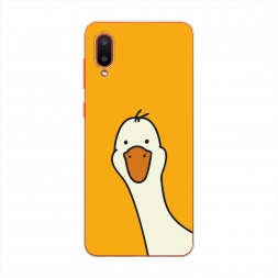 Силиконовый чехол Утка на желтом фоне на Samsung Galaxy A02