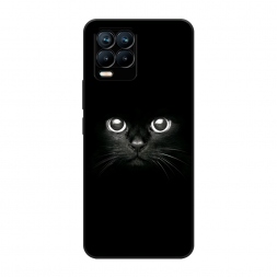 Матовый силиконовый чехол Взгляд черной кошки на Realme 8