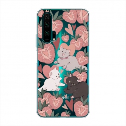 Силиконовый чехол Клубничные котики на Honor 20 Pro