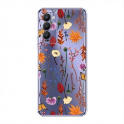 Силиконовый чехол Orange Purple flowers на Tecno Camon 18