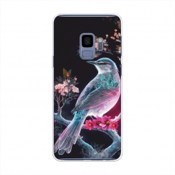 Силиконовый чехол Птица на цветущем дереве на Samsung Galaxy S9
