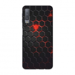 Силиконовый чехол Фон соты красные на Samsung Galaxy A7 2018