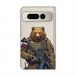 Силиконовый чехол Медведь с автоматом на Google Pixel Fold