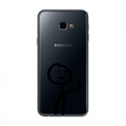 Силиконовый чехол Неприличный человечек чёрный на Samsung Galaxy J4 Plus (Core)
