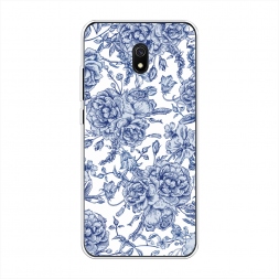 Силиконовый чехол Гжель цветы рисунок на Xiaomi Redmi 8A