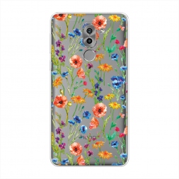 Силиконовый чехол Маки и васильки фон на Honor 6X